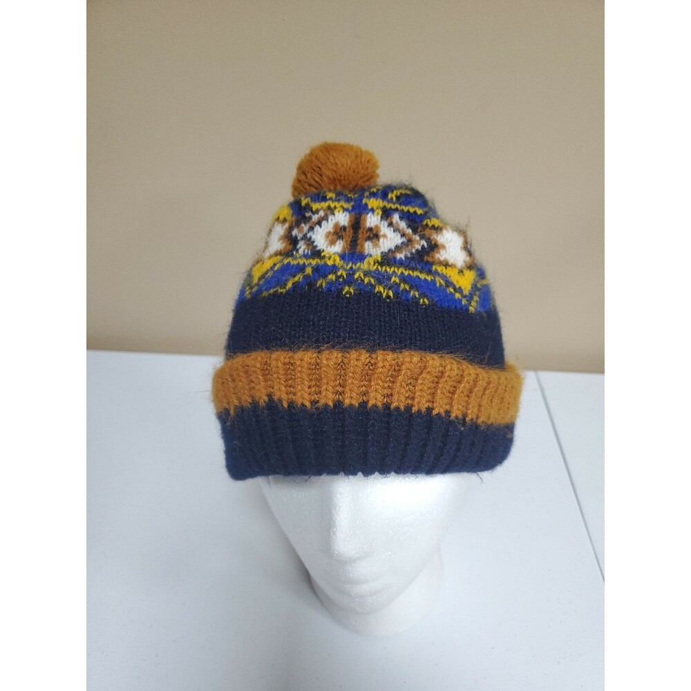 Vintage Winter Ski Snow Beanie Fair Tassel Hat Cap Pom Pom
